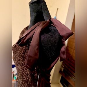 JLO Cognac Brown Sequin Party & Cocktail Drape-neck Top